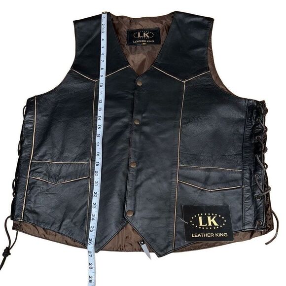 Vintage Leather King Mens 48 Deadstock Americana Embossed Motorcycle Vest NWT - Picture 7 of 9